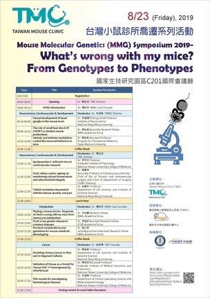 Mouse Molecular Genetics (MMG) Symposium 2019- What’s wrong with my mice? From Genotypes to Phenotypes
